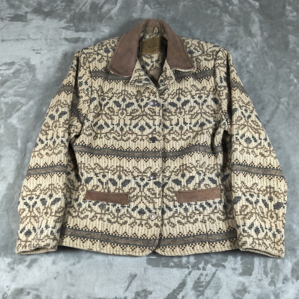 Vintage Woolrich Jacket Womens Medium Brown Southwest Wool Blend Aztec USA Boho